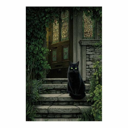 WUFIEA Katzen-Wandkunst, lustige Tier-Leinwand Mog vor der Tür für Badezimmer, Toilette Wohnzimmer, Schlafzimmer, Wanddekoration(Dunkelgrün158)-40x60cm Ungerahmt von WUFIEA