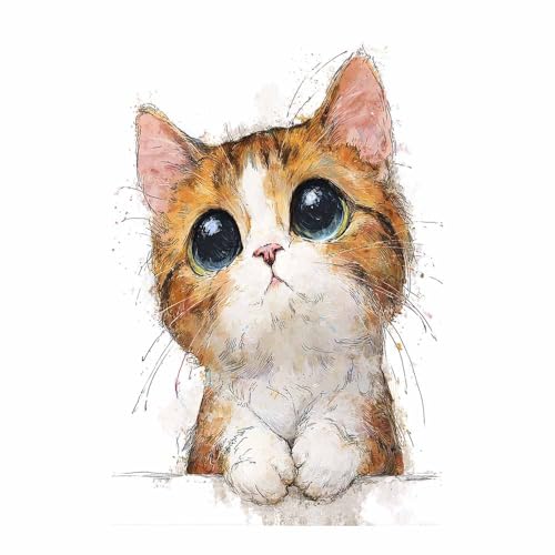WUFIEA Leinwandbild mit Katzenmotiv, lustiges Tier Aquarell Mog Wohnzimmer Schlafzimmer Badezimmer Halloween Wanddekoration(Braun276)-20x30cm Ungerahmt von WUFIEA