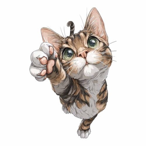 WUFIEA Leinwandbild mit Katzenmotiv, lustiges Tier Pfoten streckender Mog Wohnzimmer Schlafzimmer Badezimmer Halloween Wanddekoration(Rostbraun198)-20x30cm Ungerahmt von WUFIEA
