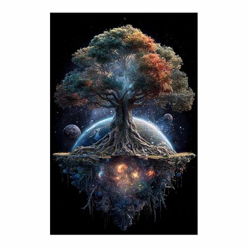 WUFIEA des Lebens Leinwand Bilder Baum auf Leinwandbilder Astralbaum für Wohnzimmer Schlafzimmer(Bleu verstecken)-20x30cm Ungerahmt von WUFIEA