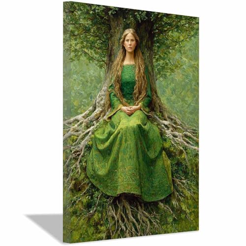 WUFIEA des Lebens Leinwand Bilder Baum auf Leinwandbilder Baumgeister für Wohnzimmer Schlafzimmer(Dunkelgrün)-20x30cm Gerahmt von WUFIEA