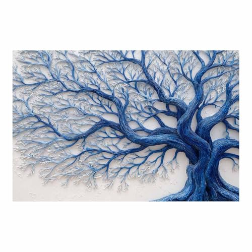 WUFIEA des Lebens Leinwand Bilder Baum auf Leinwandbilder Blauer Zweigbaum für Wohnzimmer Schlafzimmer(Blau)-20x30cm Ungerahmt von WUFIEA