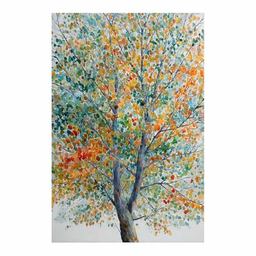 WUFIEA des Lebens Leinwand Bilder Baum auf Leinwandbilder Bunter Blätterbaum für Wohnzimmer Schlafzimmer(Blau-Blau)-20x30cm Ungerahmt von WUFIEA