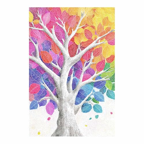 WUFIEA des Lebens Leinwand Bilder Baum auf Leinwandbilder Bunter Laubbaum für Wohnzimmer Schlafzimmer(Lichtrosa)-60x80cm Ungerahmt von WUFIEA