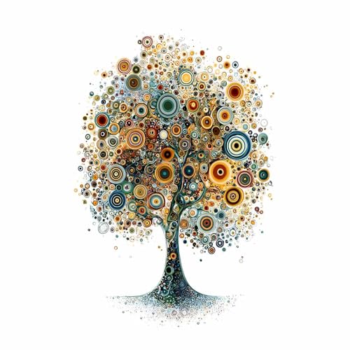 WUFIEA des Lebens Leinwand Bilder Baum auf Leinwandbilder Kreispunktbaum für Wohnzimmer Schlafzimmer(Dunkelgrün)-20x30cm Ungerahmt von WUFIEA