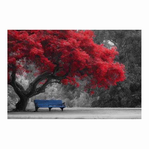 WUFIEA des Lebens Leinwand Bilder Baum auf Leinwandbilder Roter Baum für Wohnzimmer Schlafzimmer(Rot)-70x100cm Ungerahmt von WUFIEA