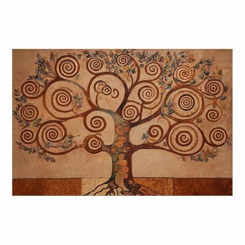 WUFIEA des Lebens Leinwand Bilder Baum auf Leinwandbilder Spiralbaum für Wohnzimmer Schlafzimmer(Kaki)-70x100cm Ungerahmt von WUFIEA