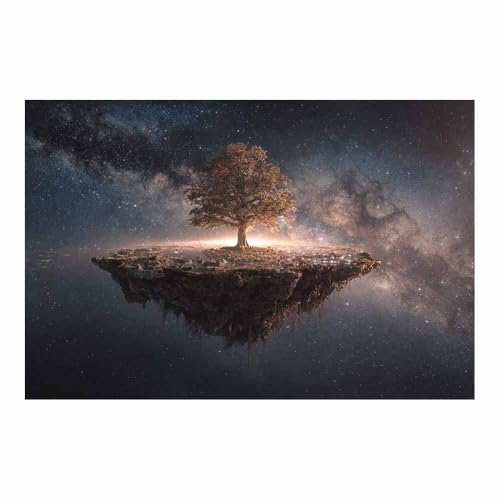 WUFIEA des Lebens Leinwand Bilder Baum auf Leinwandbilder Sternenbaum für Wohnzimmer Schlafzimmer(Braun)-60x90cm Ungerahmt von WUFIEA