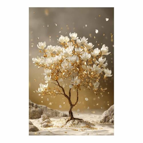 WUFIEA des Lebens Leinwand Bilder Baum auf Leinwandbilder Weißer Jadebaum für Wohnzimmer Schlafzimmer(Weiß)-20x30cm Ungerahmt von WUFIEA