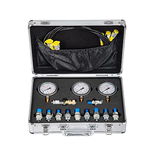 Hydraulisches Druckprüfmessgerät-Kit, Testerkupplung für Baggerbau, 8600 PSI, mit tragbarem Koffer für den industriellen Einsatz Hydraulisches Druckprüfmessgerät-Kit, Testerkupplung für Baggerbau, 8600 PSI, mit tragbarem Koffer für den industriellen Einsatz von WUGMCNFBC