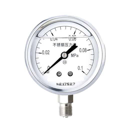 Seismisches Druckmessgerät aus Edelstahl YTN-60BF Radialölgefülltes pneumatisches Hydrauliköldruckmessgerät Hohe Temperatur- und Erdbebenbeständigkeit 0-16 MPa (0-0,1 MPa) von WUGMCNFBC