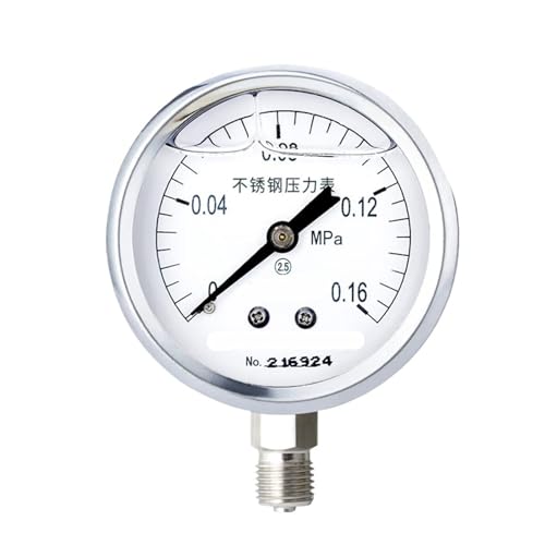 Seismisches Druckmessgerät aus Edelstahl YTN-60BF Radialölgefülltes pneumatisches Hydrauliköldruckmessgerät Hohe Temperatur- und Erdbebenbeständigkeit 0-16 MPa (0-0,16 MPa) von WUGMCNFBC