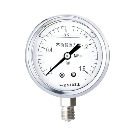 Seismisches Druckmessgerät aus Edelstahl YTN-60BF Radialölgefülltes pneumatisches Hydrauliköldruckmessgerät Hohe Temperatur- und Erdbebenbeständigkeit 0-16 MPa (0-1,6 MPa) von WUGMCNFBC