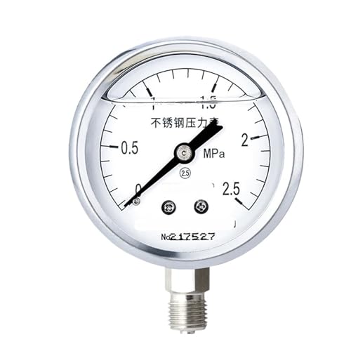 Seismisches Druckmessgerät aus Edelstahl YTN-60BF Radialölgefülltes pneumatisches Hydrauliköldruckmessgerät Hohe Temperatur- und Erdbebenbeständigkeit 0-16 MPa (0-2,5 MPa) von WUGMCNFBC