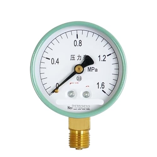 Y-60 Gewöhnliches Druckmessgerät, 60 mm, radial, 2,5-Zoll-Zeiger, Vakuummessgerät, Wasserdruckmessgerät, Öldruckmessgerät, Luftdruckmessgerät, 0–0,25 (0–1,6 MPa) von WUGMCNFBC
