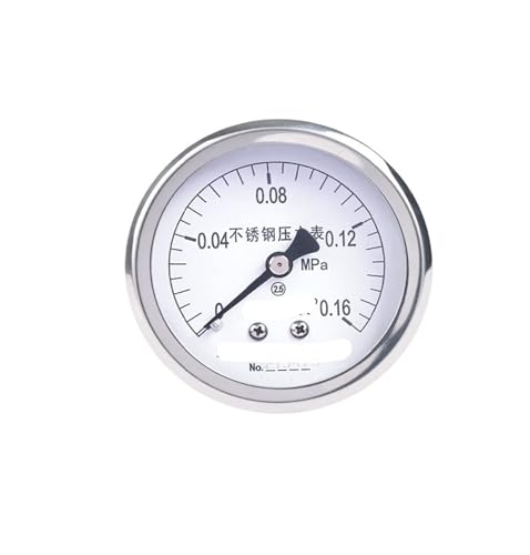 Y-60BFZ axiales Edelstahl-Manometer, rückseitig angeschlossenes Wasserdruckmessgerät, Öldruckmessgerät, Vakuum-Unterdruckmessgerät, 40 MPa, 0–2,5 MPa (0–0,16 MPa) von WUGMCNFBC
