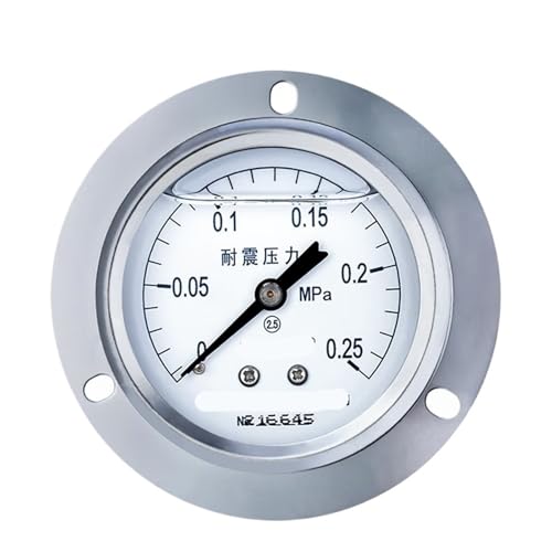 YTN-60ZT Seismisches Druckmessgerät, Edelstahl, Hydraulikmessgerät, axial, seismischer Hochdruck, 2,5 Grad, Gewinde 14 x 1,5, 0–25 MPa (0–0,25 MPa) von WUGMCNFBC