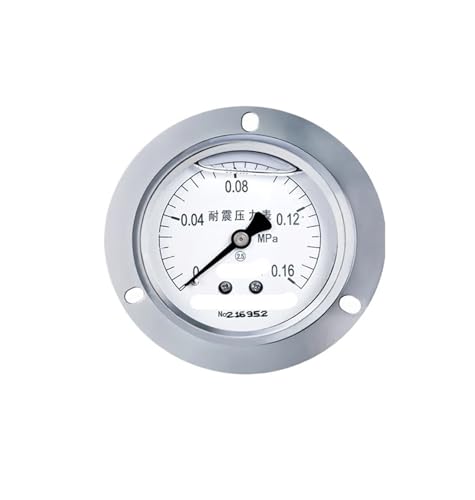 YTN-60ZT Seismisches Druckmessgerät aus Edelstahl, ölgefüllt, axial, hydraulische Oberflächenplatte, Installation, Wasserdruck, Öldruckmessgerät, 0–1,6 MPa (0–0,16 MPa) von WUGMCNFBC