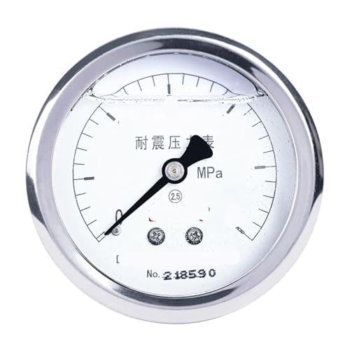 YTN60Z Axiales stoßfestes Manometer mit Edelstahlgehäuse, Wasserdruck, Öldruck, Luftdruckmessgerät, ölgefülltes Manometer, 0,1 + 0 MPa (0–16 MPa) von WUGMCNFBC