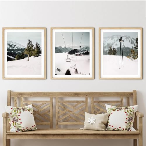 3 Stück-Wintersport Skifahren Kunst Poster Leinwand Malerei Vintage Reise Poster Ski Im Schnee Berg Druck Winter Wand Bilder Wohnzimmer Wohnkultur-50 * 70cm/20 * 27Zoll (ungerahmt) von WUHBCZ