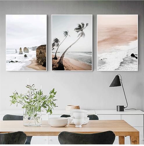 Abstrakte Küsten Sonnenaufgang Natur Landschaft Wand Leinwand Kunstdruck Himmel Meer Sonnenuntergang Malerei Landschaft Wohnzimmer Büro Startseite Zimmer Dekoration-40*50cm*3/3 Stück (ohne Rahmen) von WUHBCZ