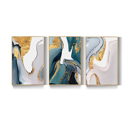 Kunstbilder-Nordische Abstrakte Goldfolie Poster und Drucke Leinwand Gemälde Wandkunst Bilder für Wohnzimmer Küche Büro Zimmer Moderne Wohn Dekoration-40*50cm*3/16*20Zoll*3 Stück (ohne Rahmen) von WUHBCZ