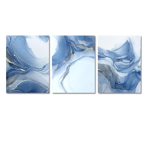 Kunstdrucke-Abstrakte Blue River Leinwand Malerei Nordisch Poster Wand Kunstdruck Bilder für Wohnzimmer Büro Schlafzimmer Startseite Dekor Kunstwerk-30*50cm*3/12*20Zoll*3 Stück (ohne Rahmen) von WUHBCZ