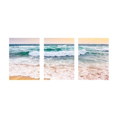 Kunstdrucke-Abstrakte Meereslandschaft Wandmalerei Wandkunst Leinwanddrucke Moderne für Wohnzimmer Büro Zimmer Wohnkultur Meer Strand Welle Bilder Poster-40*60cm*3/16*24Zoll*3 Stück (ohne Rahmen) von WUHBCZ