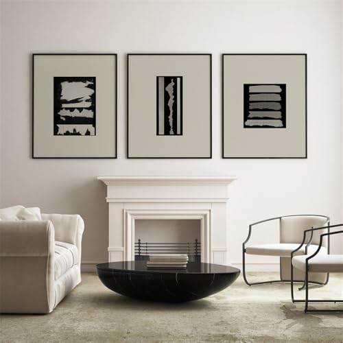 Kunstdrucke-Abstrakte Minimalismus Geometrie Nordisch Poster Drucke Moderne Schwarz Grau Wand Kunst Leinwand Malerei Bilder Büro Wohnzimmer Wohnkultur-30 * 50cm*3/12 * 20Zoll*3 Stück (ohne Rahmen) von WUHBCZ