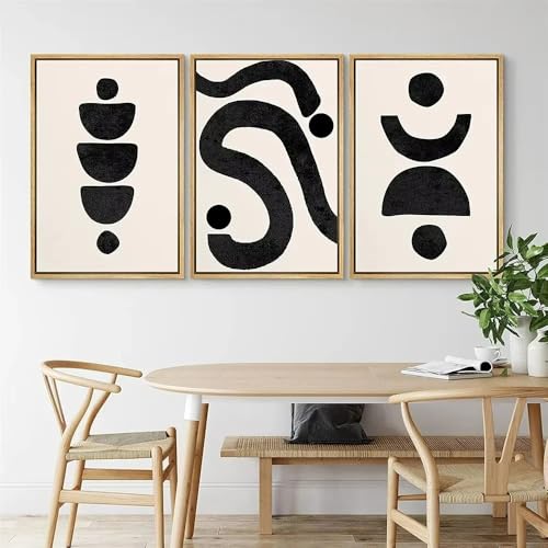 Leinwanddrucke,3 Stück-Abstrakte Wandkunst Geometrische Schwarze Bögen Leinwandmalerei Mid-Century Drucken Poster Startseite Wohnzimmer Schlafzimmer Heim Dekoration-60*70cm/(24*27 Zoll)Ungerahmt von WUHBCZ