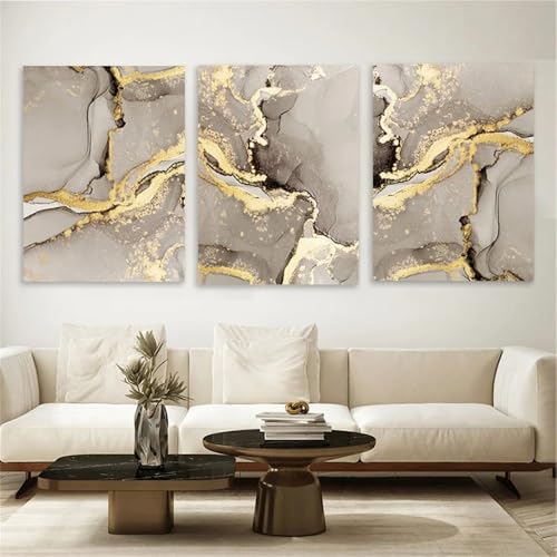WUHBCZ Kunstbilder-Zeichnung Marmor Beige Gold Abstrakte Wandkunst Poster Leinwand Malerei Drucke Bilder Moderne Wohnzimmer Küche Büro Inneneinrichtung-40 * 50cm*3/16 * 20Zoll*3 Stück (ohne Rahmen) WUHBCZ Kunstbilder-Zeichnung Marmor Beige Gold Abstrakte Wandkunst Poster Leinwand Malerei Drucke Bilder Moderne Wohnzimmer Küche Büro Inneneinrichtung-40 * 50cm*3/16 * 20Zoll*3 Stück (ohne Rahmen) von WUHBCZ