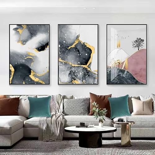 Wandkunst Dekor,Set von 3-Abstrakte Goldene Textur Wand Kunst Leinwand Malerei Moderne Nordisch Poster und Drucke Bild für Wohnzimmer Schlafzimmer Dekoration-40 * 50cm/(16 * 20 Zoll) Ungerahmt von WUHBCZ