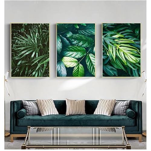 Wandkunst Dekor,Set von 3-Abstrakte Natur Tropical Palm Blatt Monstera Wand Kunst Leinwand Malerei Nordisch Poster und Drucke Wand Bilder für Wohnzimmer Wohnkultur-40 * 60cm/(16 * 24 Zoll) Ungerahmt von WUHBCZ