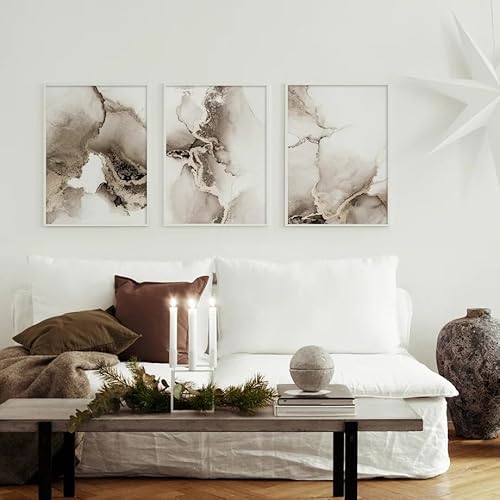 Wandkunst Dekor,Set von 3-Boho Abstrakte Goldene Kies Wand Poster und Druck Wand Bilder Moderne Wand Kunst Leinwand Malerei für Wohnzimmer Schlafzimmer Dekoration-40 * 50cm/(16 * 20 Zoll) Ungerahmt von WUHBCZ
