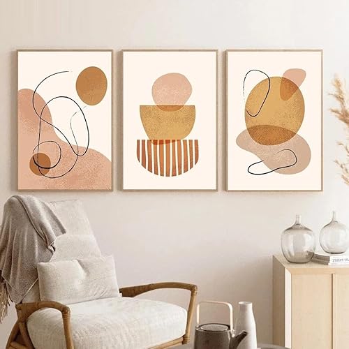 Wandkunst Dekor,Set von 3-Boho Abstrakte Poster Wand Kunst Wandbild Drucke Geometrie Linie Leinwand Malerei Minimalistischen Bilder Wohnzimmer Schlafzimmer Dekoration-40*60cm/(16*24 Zoll)Ungerahmt von WUHBCZ