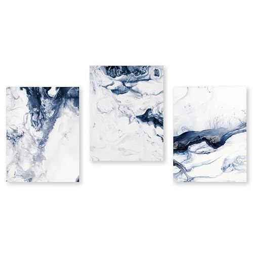 Wandkunstdruck,3 Bilder Set-Abstrakte Ozean Himmel und Weiß Wand Kunst Leinwand Gemälde Moderne Poster Drucken Kunst Bild für Wohnzimmer Schlafzimmer Dekoration-50 * 70cm/(20 * 27 Zoll) Ungerahmt von WUHBCZ