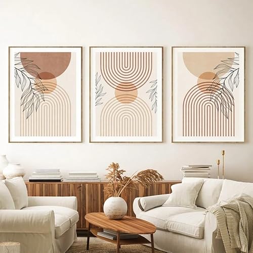 Wandkunstdruck,3 Bilder Set-Böhmische Abstrakte Beige Block Leinwand Drucke Malerei Nordische Minimalistische Linie Wand Kunst Poster Wohnzimmer Schlafzimmer Wohnkultur-50*60cm/(20*24 Zoll)Ungerahmt von WUHBCZ