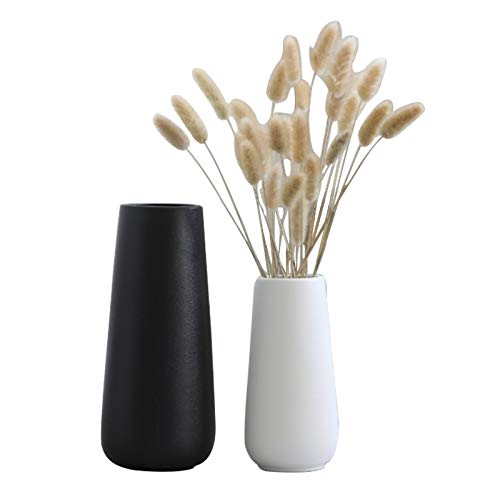 WUHUAROU 2 Deko Vasen Blumenvasen Minimalistische Keramikvase Desktop Vasen für pampasgras Home Office Herzstück Dekoration (20 * 4.8cm/23.3 * 6.5cm) von WUHUAROU