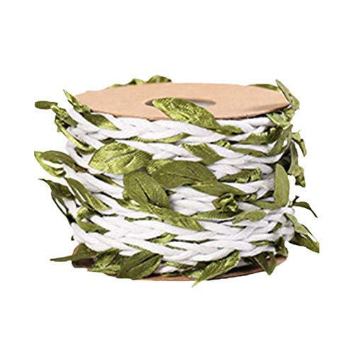 WUHUAROU 5m Jute-Schnur mit künstlichen BlätternKünstliche Blatt Blätter Rebe für rustikale Hochzeit Zuhause Garten Dschungel Party Dekorationen und Bastelarbeite -Weiß von WUHUAROU