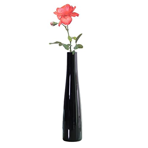 WUHUAROU Schwarzer Porzellan Vase Modern Keramik Blumenvasen Dekorative Vasen Kleine Knospe Blumenvase Moderne Einfachheit Vase Desktop Minimalistische Vasen für Home Office Deko 5x23CM (1PCS) von WUHUAROU
