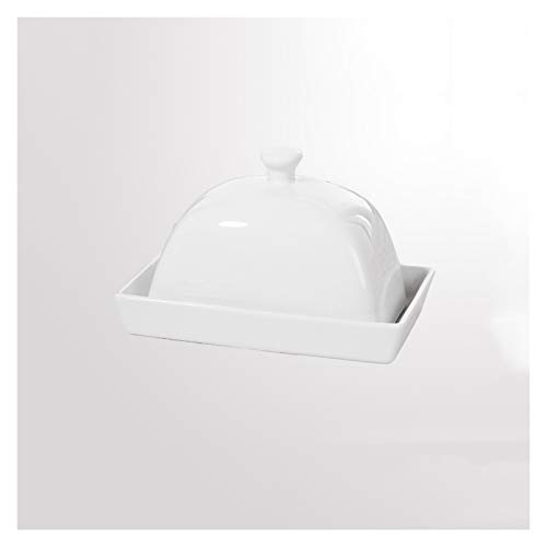 Butterdosen/Halter Keramik Butterdose Einfach und großzügig Reinweiß Butterhalter mit Deckel Hotelgeschirr Butterbox mit Buttermesser Set Butterbehälter Butterbehälter Buttertablett von WUHUQN
