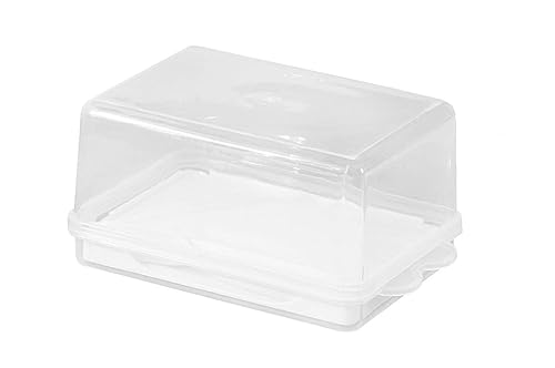 WUHUQN Butterdose Kunststoff Butter Aufbewahrungsbox Behälter Transparent Käse Server Keeper Tablett mit Messer Transparent Crisper Lagerung von WUHUQN