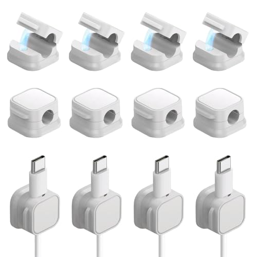 12 Stück Kabelhalter Magnetisch Schreibtisch Cable Holder Kabelhalter Kabelclips Ladekabel Halterung Kabel Organizer für Schreibtisch Nachttisch Ladekabeln Usb Audiokabel-Weiß von WUIOWPPIC