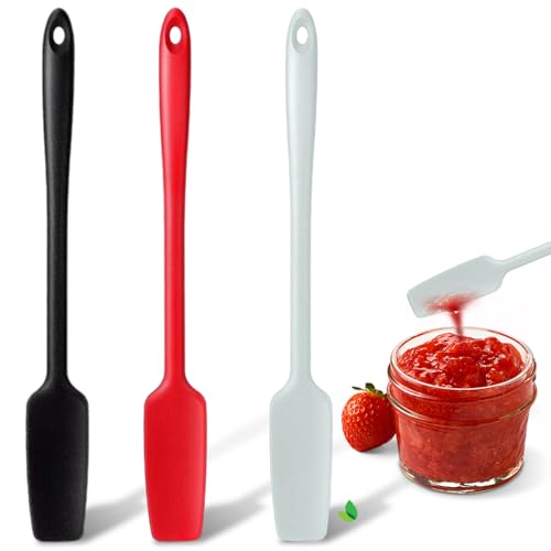 3 Stück Silikon Glasspatel Hitzebeständig 300℃ Silikon Krug Spatel Küchenspatel Jar Spatula with Long Handle Flexibel Gummispachtel Küchenhelfer für Ihr Zuhause für Gläser Backen Kuchenglasur von WUIOWPPIC