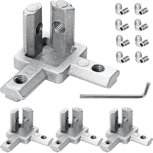 4 Stück Aluprofil Verbinder und Ein Schraubenschlüssel, 20x20 Eckwinkel Würfel, Verbindung Unterstützung, Eckverbinder Profi L Verbinder, Aluprofil Eckverbinder, 2020 Aluprofil Verbinder von WUIOWPPIC