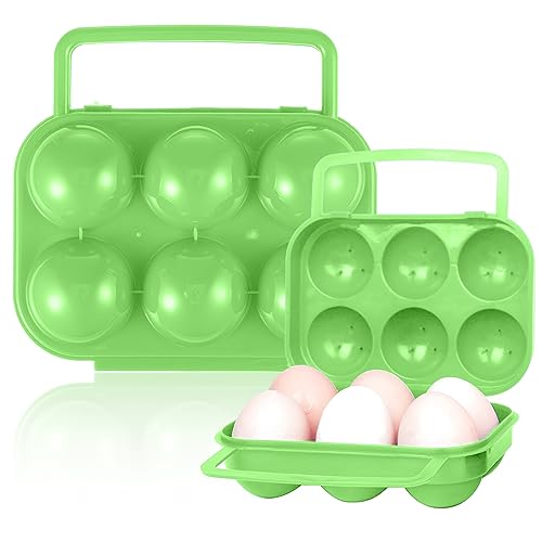 6 Eier Kunststoff Ei-Behälter Beweglich Outdoor-Camping Eierbox Shockproof Ei-Halter Behälter Eierschachtel Kunststoff Tragbarer Eierhalter Eierbehälter Aus Kunststoff für Küche Outdoor Camping (Grün) von WUIOWPPIC