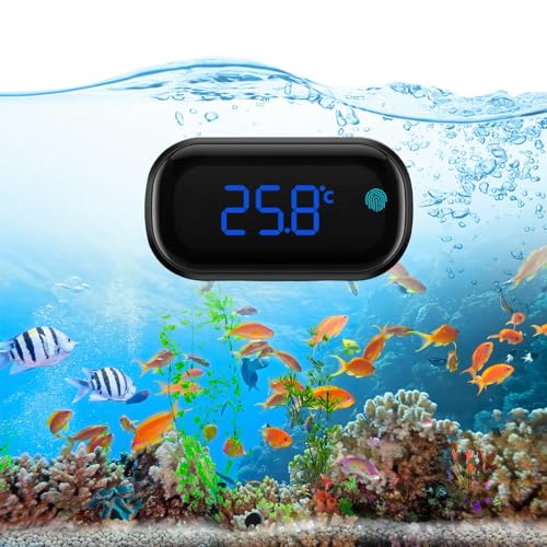 Aquarium thermometer InnenMini Kleben Thermometer Aquarium Zubehör Aquarien Digitales Wasserthermometer mit LED-Touch Display Aigital Kabellos Wasser Thermomete für Süßwasser-Meeresaquarien von WUIOWPPIC
