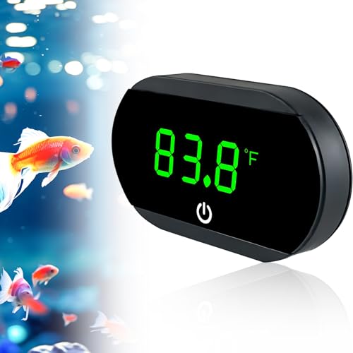 Digital Aquarium Thermometer Kabellos Wasser Thermomete Aquarienthermometer mit LED Touchscreen-Display Mini Marine Thermometer für Aquarium Süßwasser Meerwasser Reptilien von WUIOWPPIC