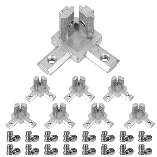 20x20 Eckverbinder Profilverbinder, 8 Stück Winkelverbinder, 3-Weg Profilverbinder Eckwinkel Befestigungsmaterial mit Schrauben für Europäisch Standard 6mm T Nut Aluminium Extrusion Profil von WUISOLQP