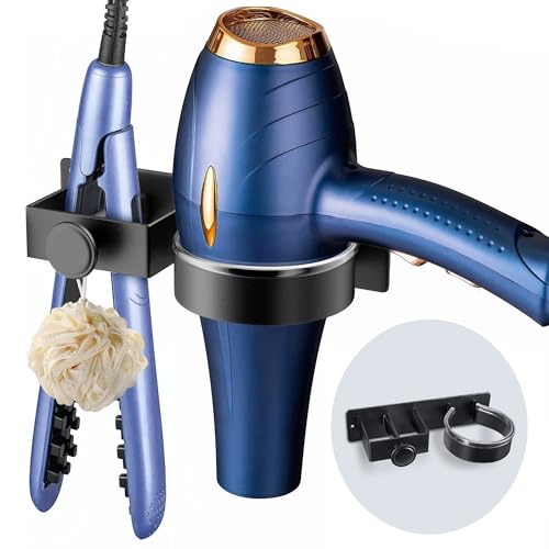 Föhnhalter Wand Ohne Bohren Föhn Halterung für Haartrockner und Glätteisen Föhnhalter Edelstahl Haartrocknerhalter Wandhalterung Bad Fönhalterung Selbstklebend Fönhalterung für Bad Barbershop Hotel von WUISOLQP